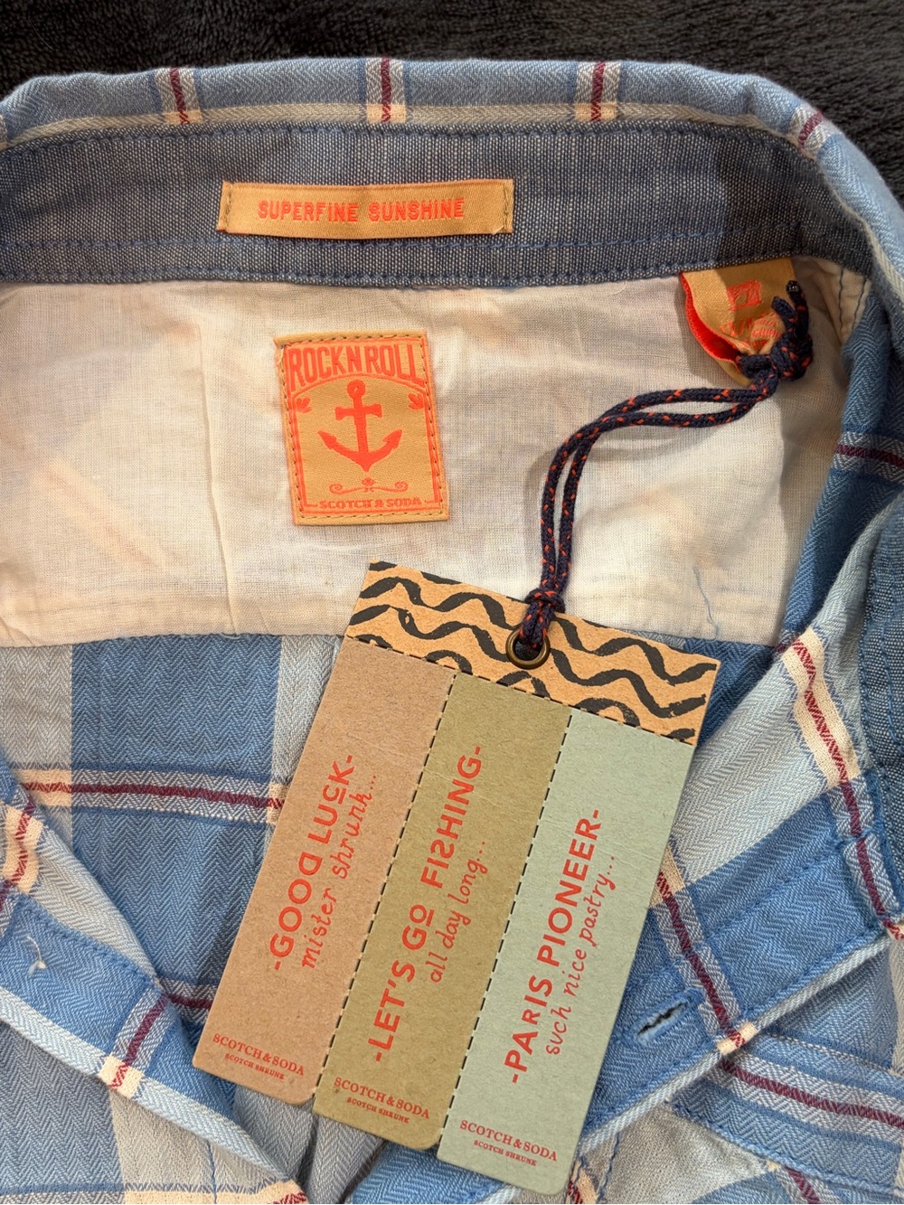 Boys Light Blue Plaid Scotch and Soda Button-Up Shirt - Picture 4 of 9